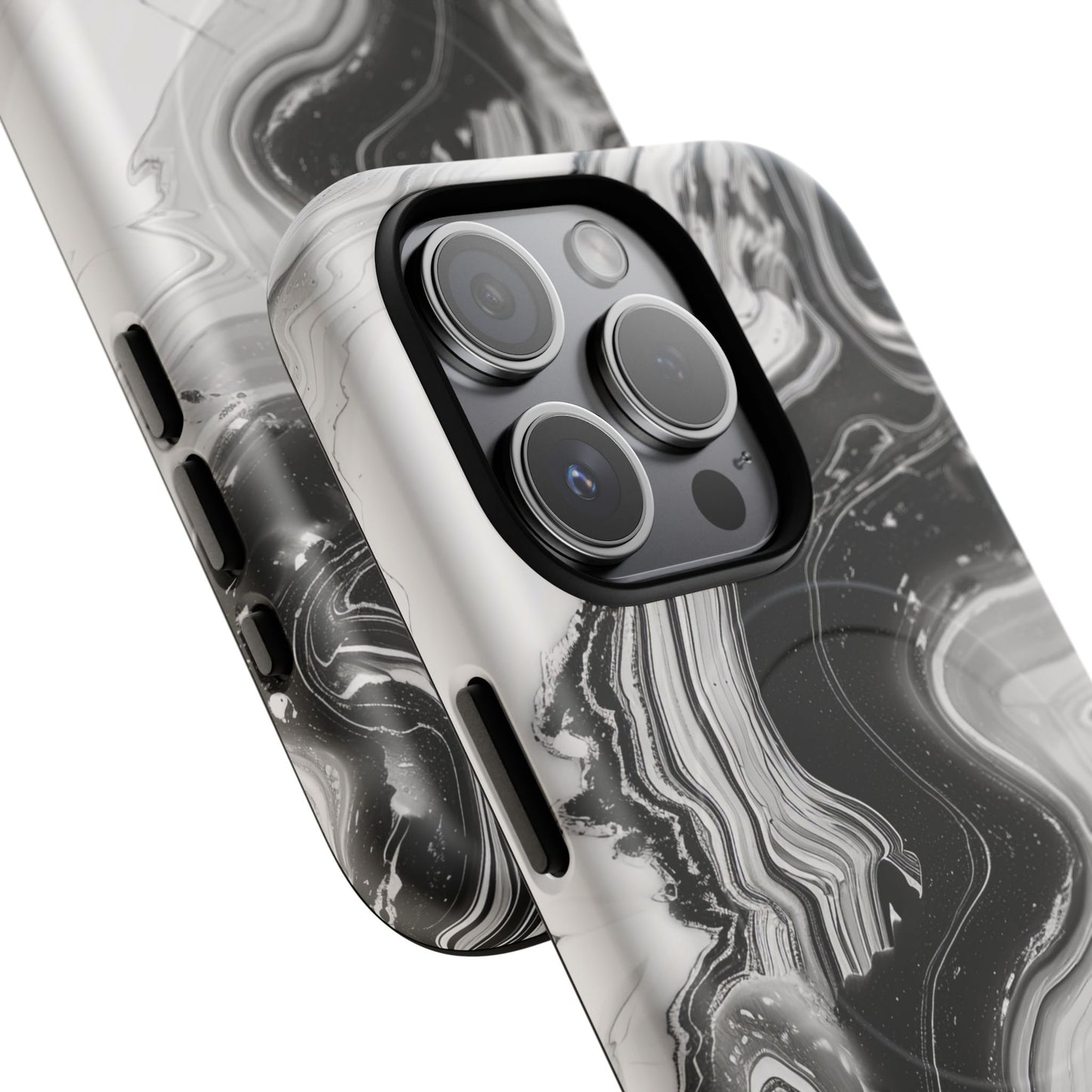 Black Marble Magnetic iPhone Case for Tough Protection, Stylish iPhone Mobile Accessory, Fashionable Gift, Unique Marble iPhone Design, Durable Smartphone Cover