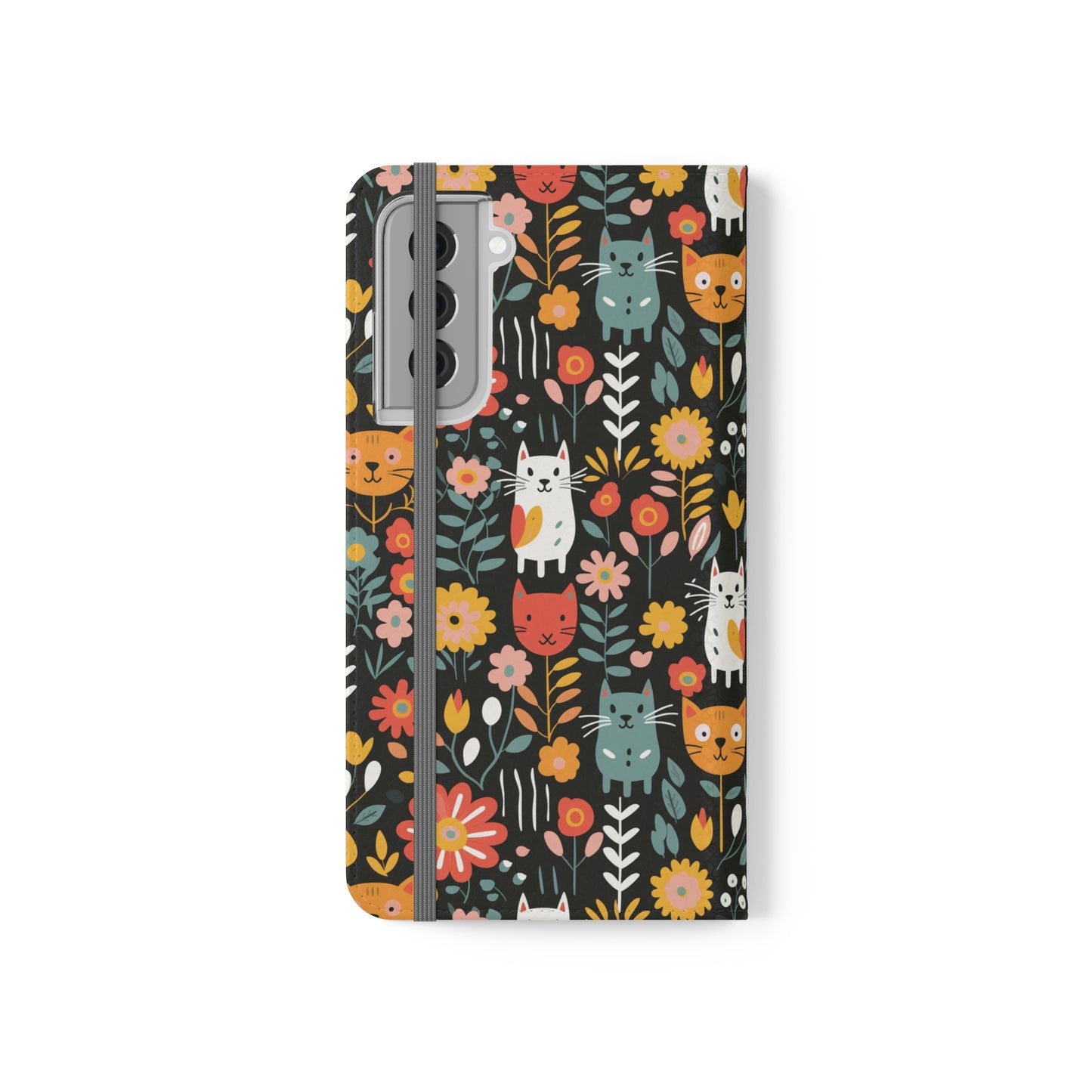 Whimsical Feline Garden iPhone and Samsung Flip Cases