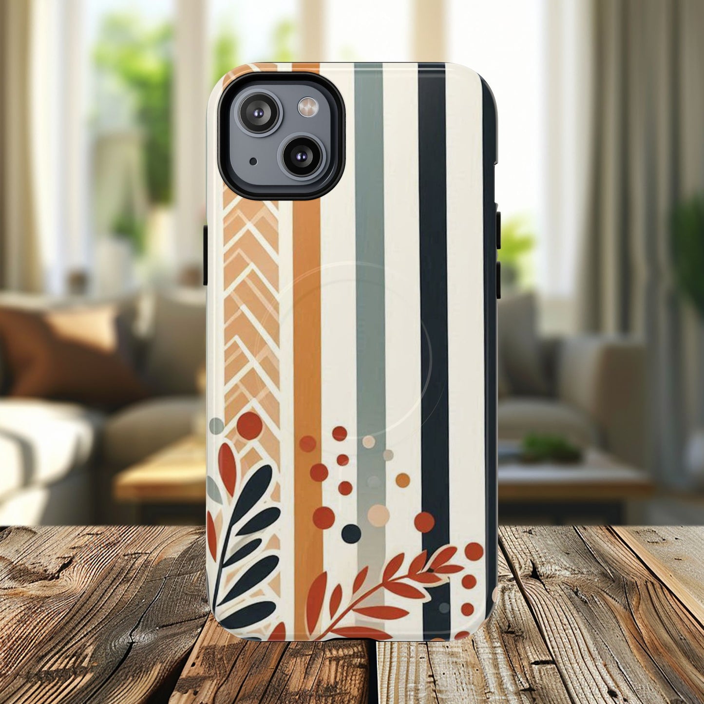 Terracotta Trails Tough Magnetic iPhone Cases for Everyday Use, Floral Patterned Stability Case, Gift for Her, Durable iPhone Accessory.