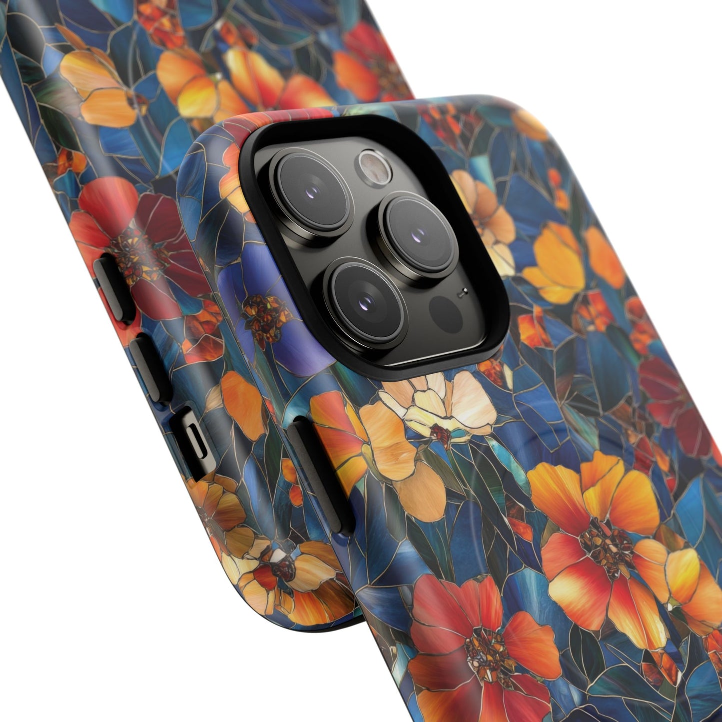 Cathedral Petals Tough Magnetic iPhone Case, Durable, Stylish, Unique Floral Design, Gifts for Her, Birthday, Everyday Use, Stained Glass iPhone Case.