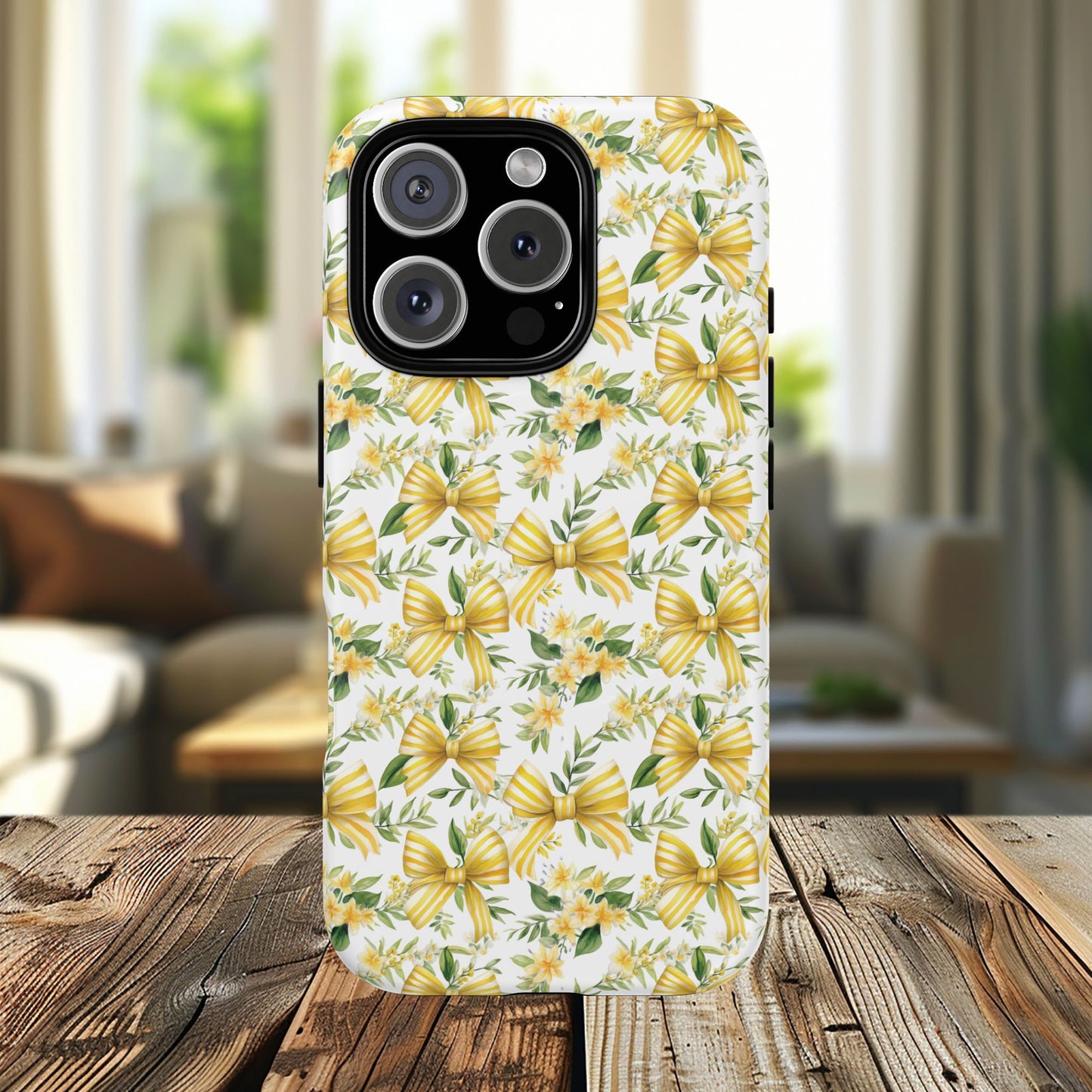 Sunshine Coquette Bows Tough Magnetic iPhone Case, Durable iPhone Cover, Girly Tech Accessory, Nature-Inspired Gift for Her, Spring Decor