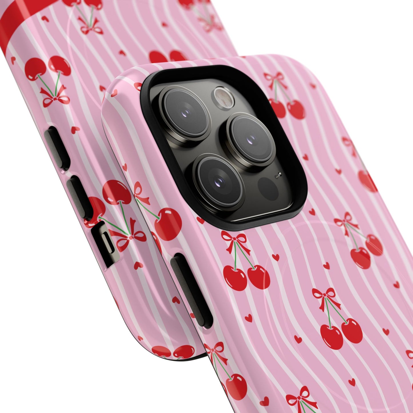 Personalized Cherry Blossom Dreams Tough Magnetic MagSafe® iPhone® 13, 14, 15, 16, 17, Pro, Pro Max, Plus Cases.— Pink Retro (Custom Name)