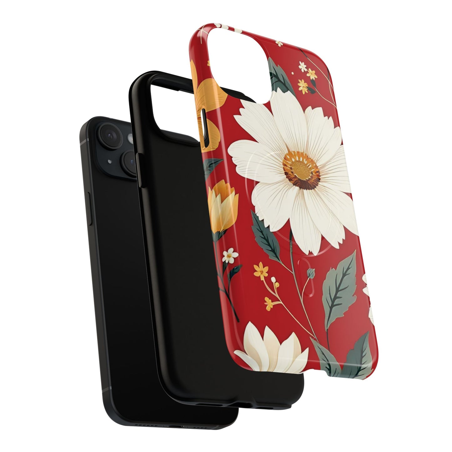 Floral Fusion Tough Magnetic Phone Case | Flower Design, Durable Protective Cover, Gift for Her, Spring Style, Unique Phone Accessory.