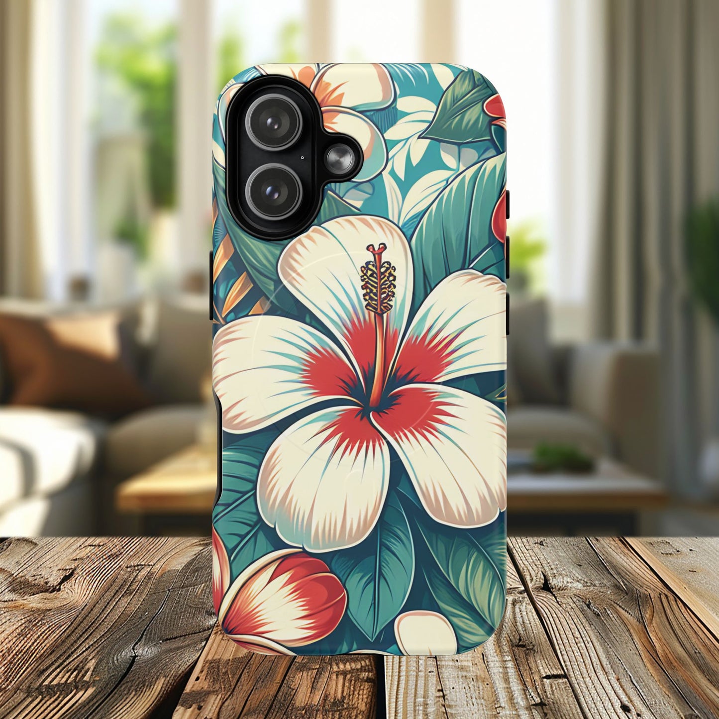 Tropical Hibiscus MagSafe® iPhone® Tough Case - Stylish Phone Protection Gift for Nature Lovers, Vibrant, Summer Vibes.