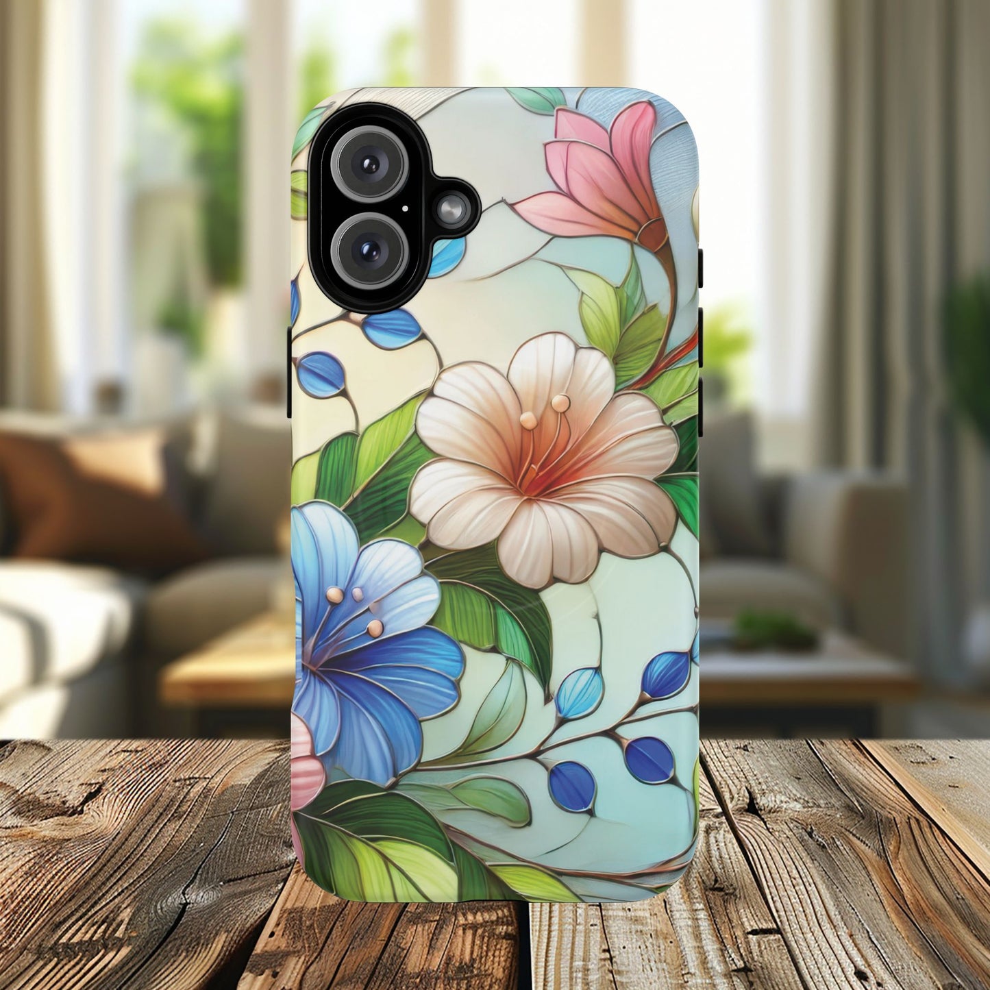 Rose Petal Mosaic Tough iPhone Magnetic Case, Durable Protection, Stylish iPhone Design, Gift for Her, Nature Lover, Unique Stained Glass  Accessory