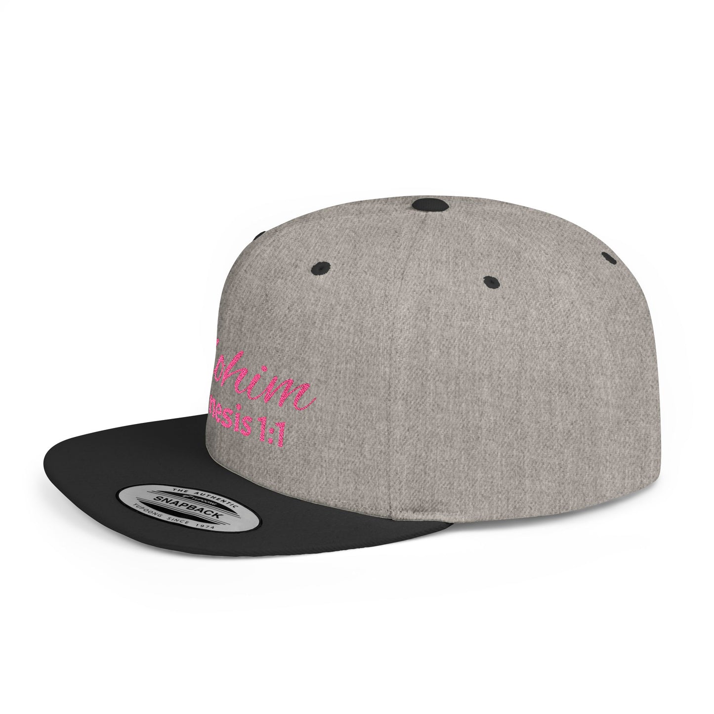 Pink Elohim Snapback Cap - Faith-Inspired Flat Bill Hat, Baseball Hat, Perfect for Gifts, Daily Wear, Spiritual Events
