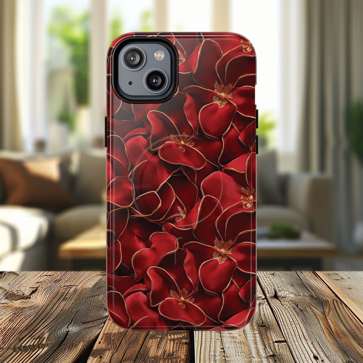 Crimson Bloom Tough iPhone Magnetic Case, Protective iPhone Case, Stylish iPhone Cover, Gift for Her, Mother's and Birthday Gifts, Unique Floral Accessories