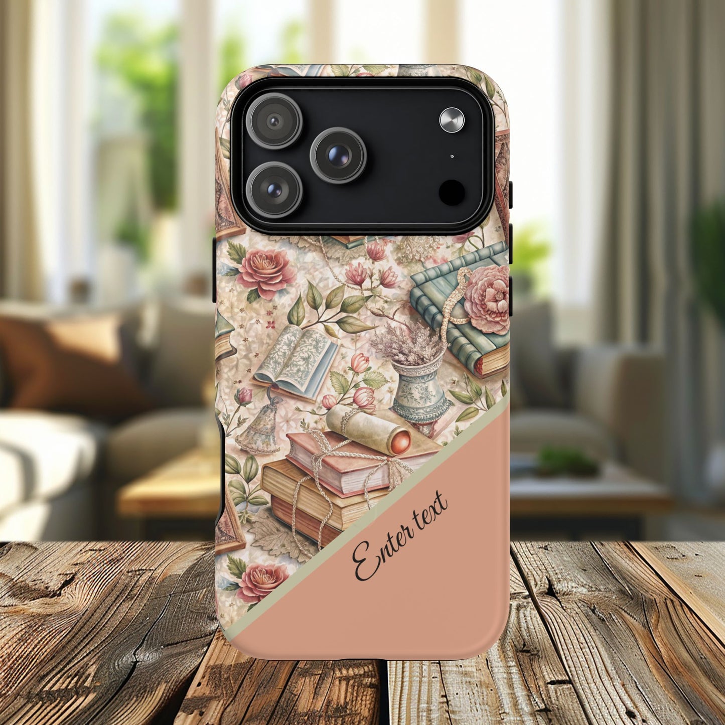 Persoonalized Vintage Book Lover's Tough Magnetic iPhone Case, Literary Gifts, Floral Design, Bookish Aesthetic, Unique Gift for Readers, Protective Case