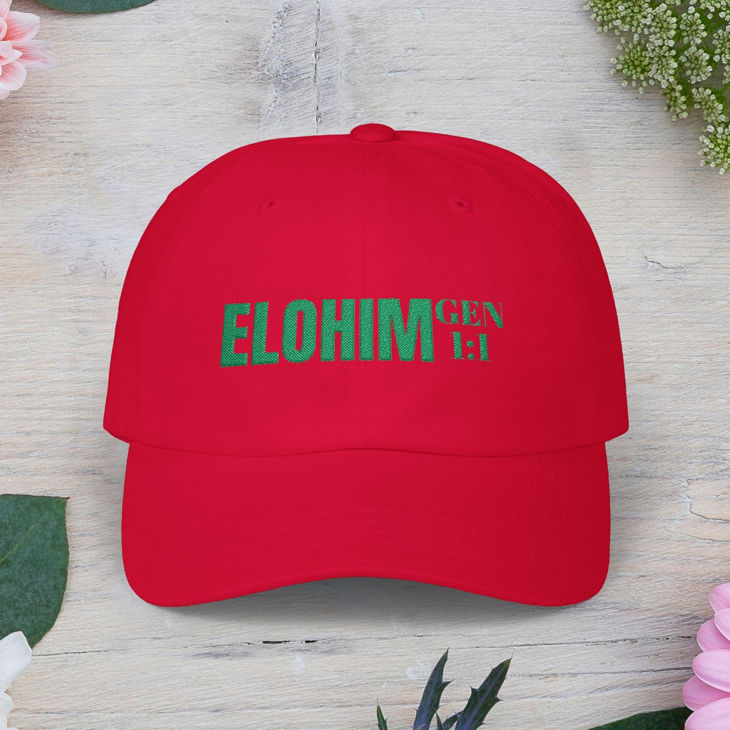 Classic Embroidery Dad Cap with 'ELOHIM, GENESIS 1:1' - Faith-Based Hat, Casual Wear, Gift for Dad, Christian Accessory, Summer Fashion