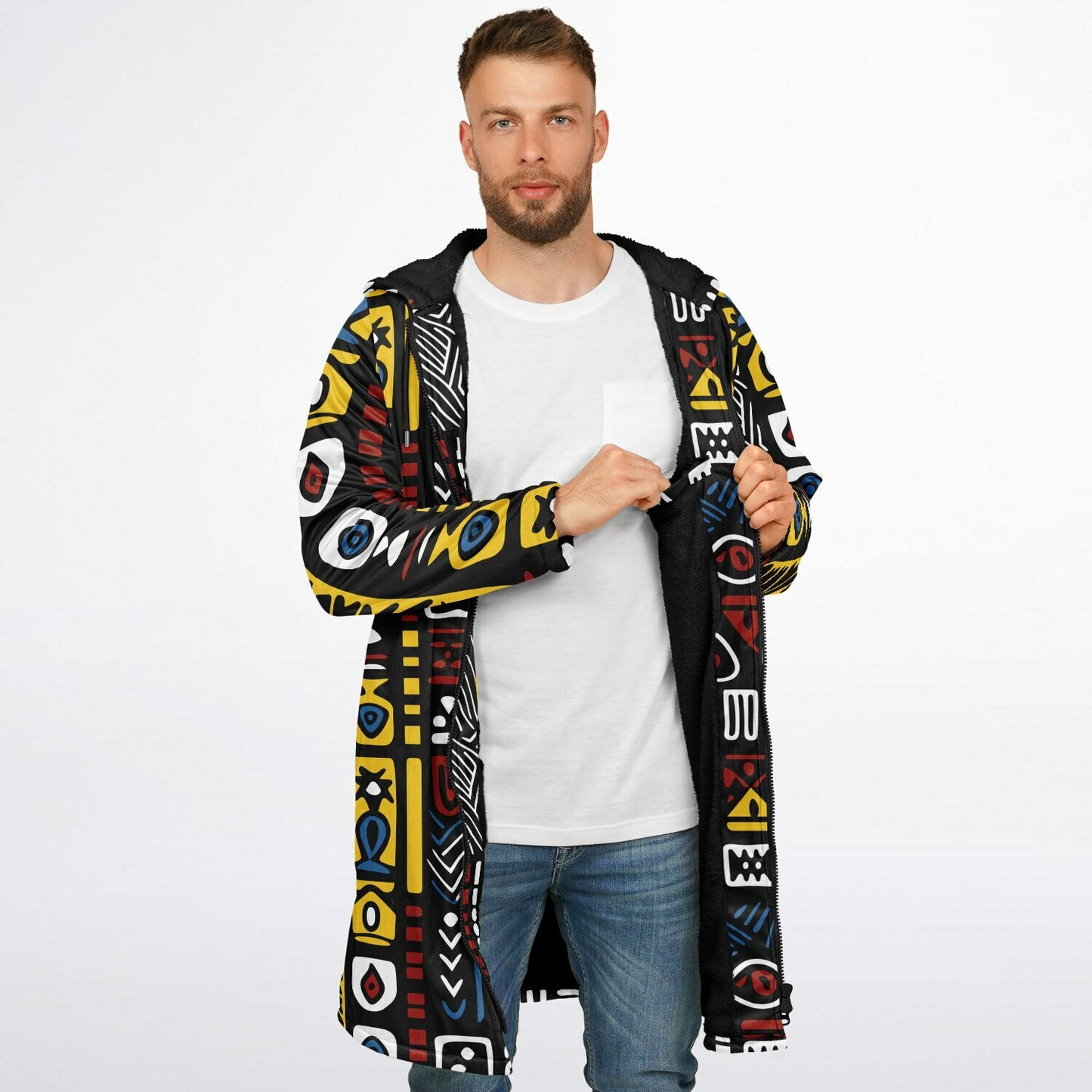 Geometric Harmony Unisex Zipper Cloak - AOP