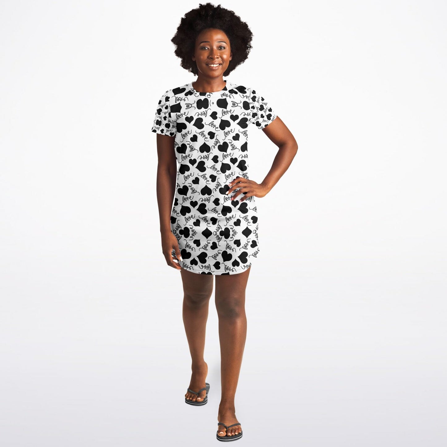 Love Hearts T-Shirt Dress - AOP