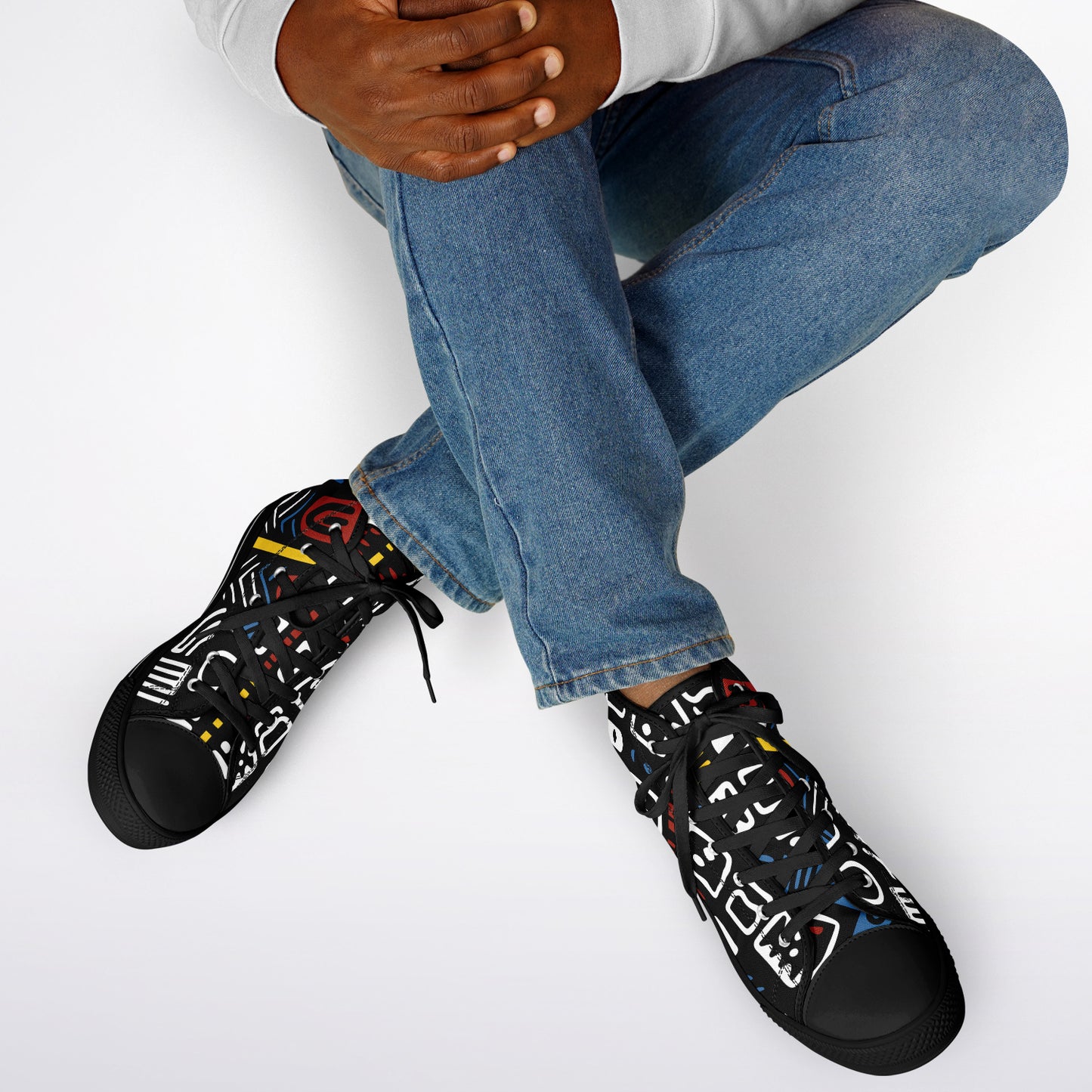 Geometric Harmony Urban Peak High Top Shoes - AOP