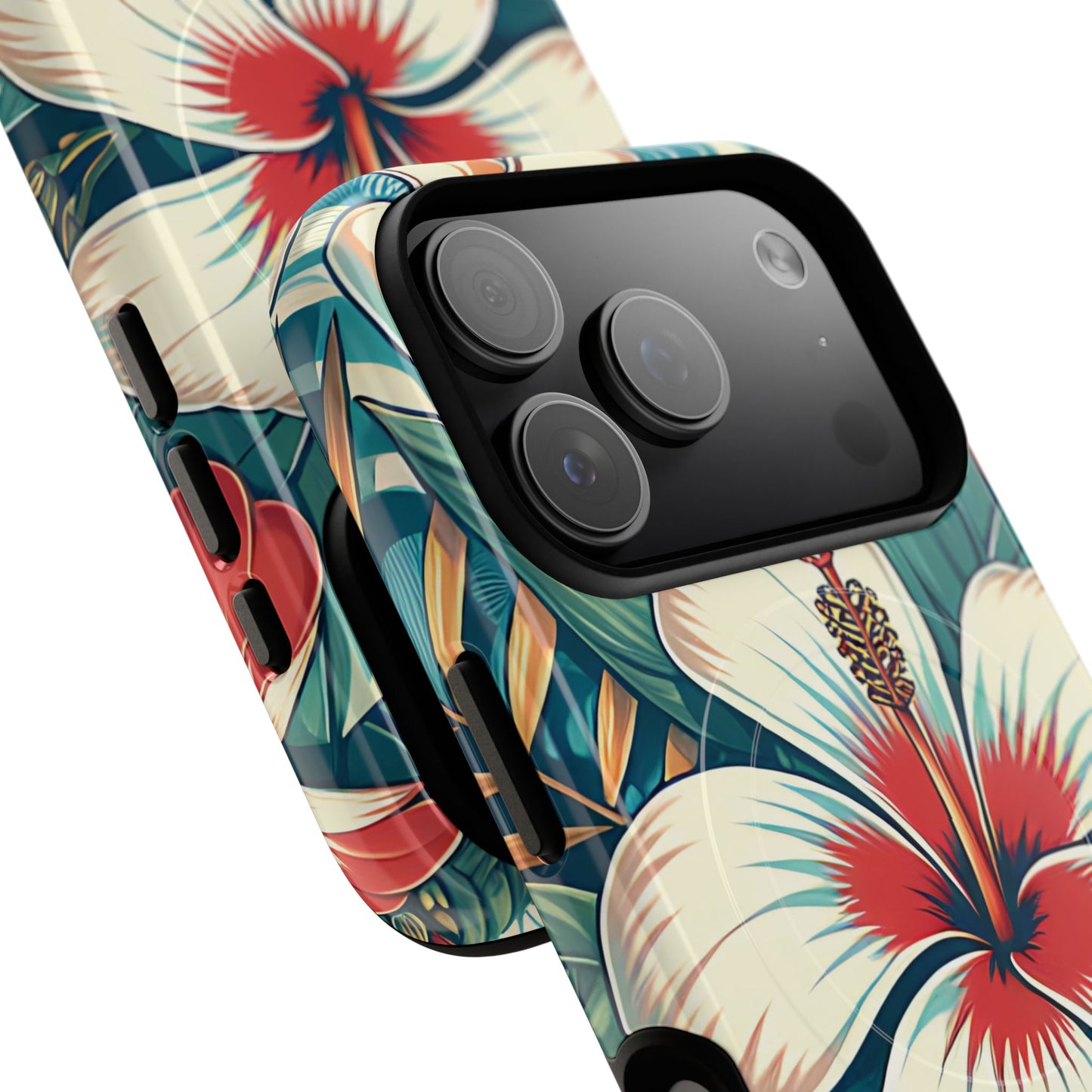Tropical Hibiscus MagSafe® iPhone® Tough Case - Stylish Phone Protection Gift for Nature Lovers, Vibrant, Summer Vibes.