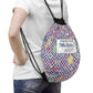 Composition Purple Doodle Daydream Book Inspired Colorful ABC Drawstring Bag | Personalized College Ruled Tote | Kids School Gear | Fun Gym Sack | Back to School Accessory