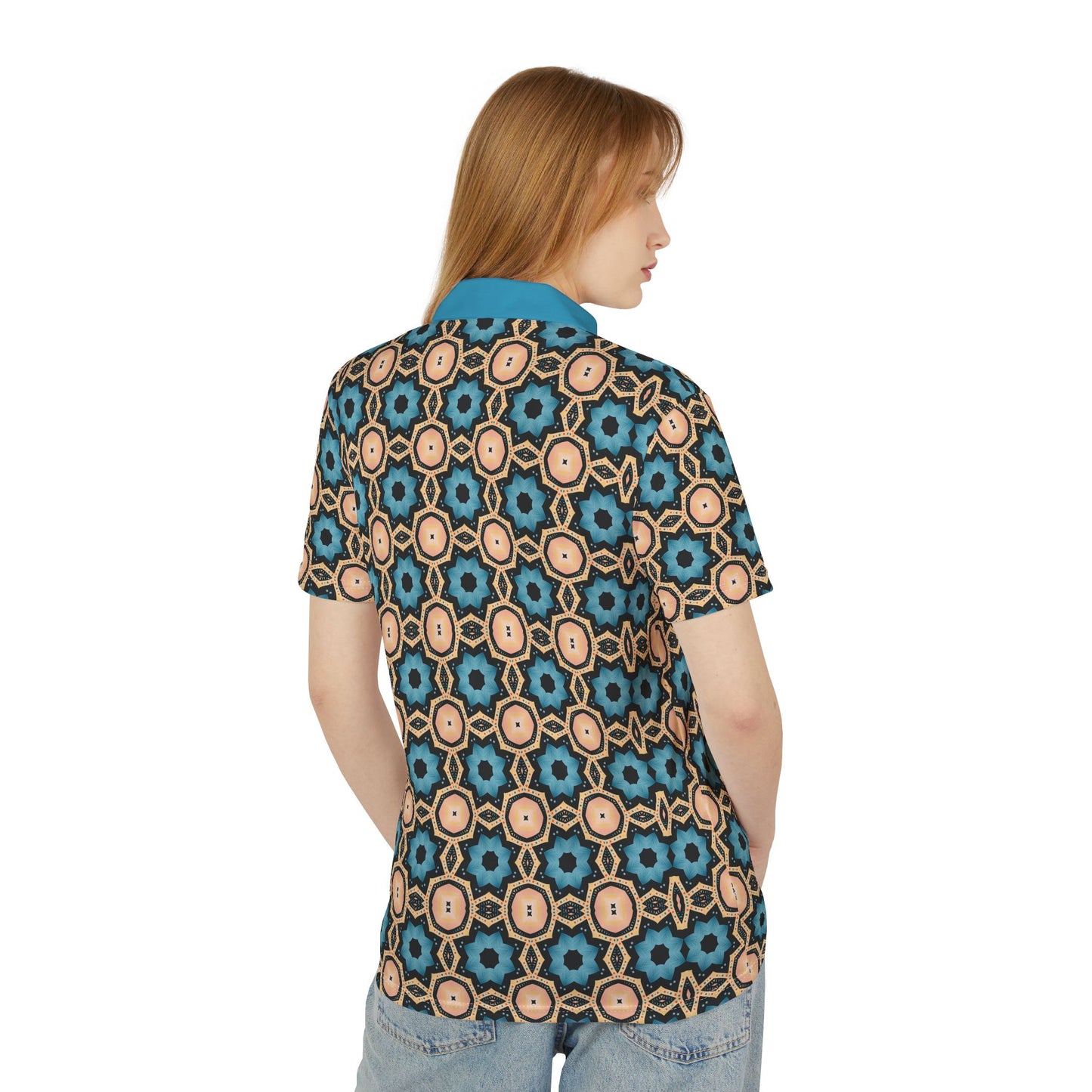 Sahara Star Mosaic Unisex Polo Shirt, Stylish Casual Wear, Perfect for Summer, Unique Patterned Shirt, Gift for Fashion Lovers, Trendy Top Gift for Her and Gift for Him
