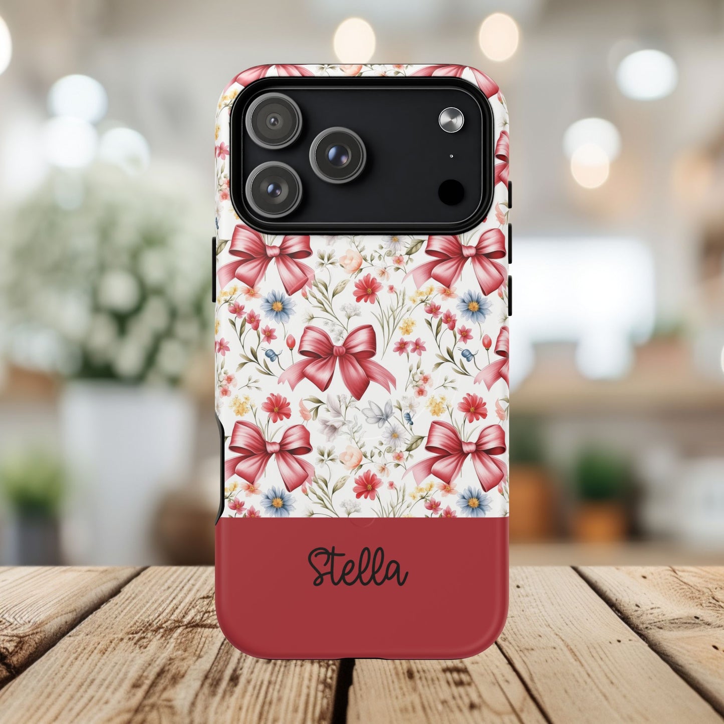 Personalized Rosette Coquette Floral Phone Case - Tough MagSafe® Magnetic Cases, Protective Cover, Stylish Tech Accessory, Gifts for Her