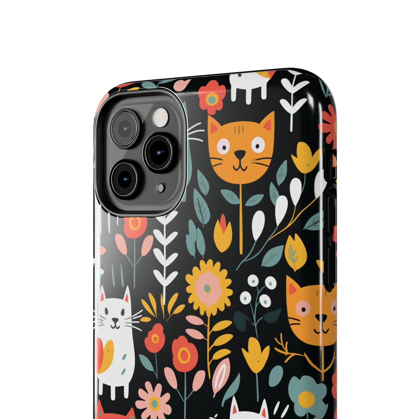Whimsical Feline Garden iPhone and Samsung Tough Phone Cases,