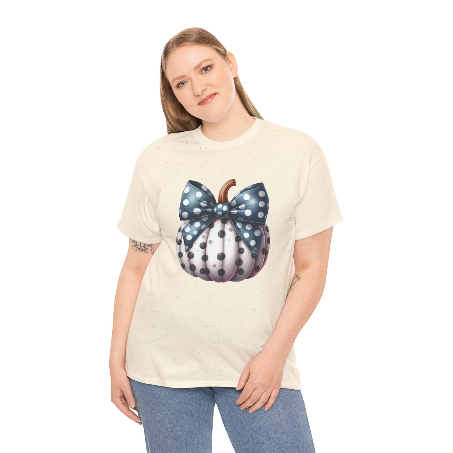 Polka Dot Pumpkin Charm Unisex Heavy Cotton Tee