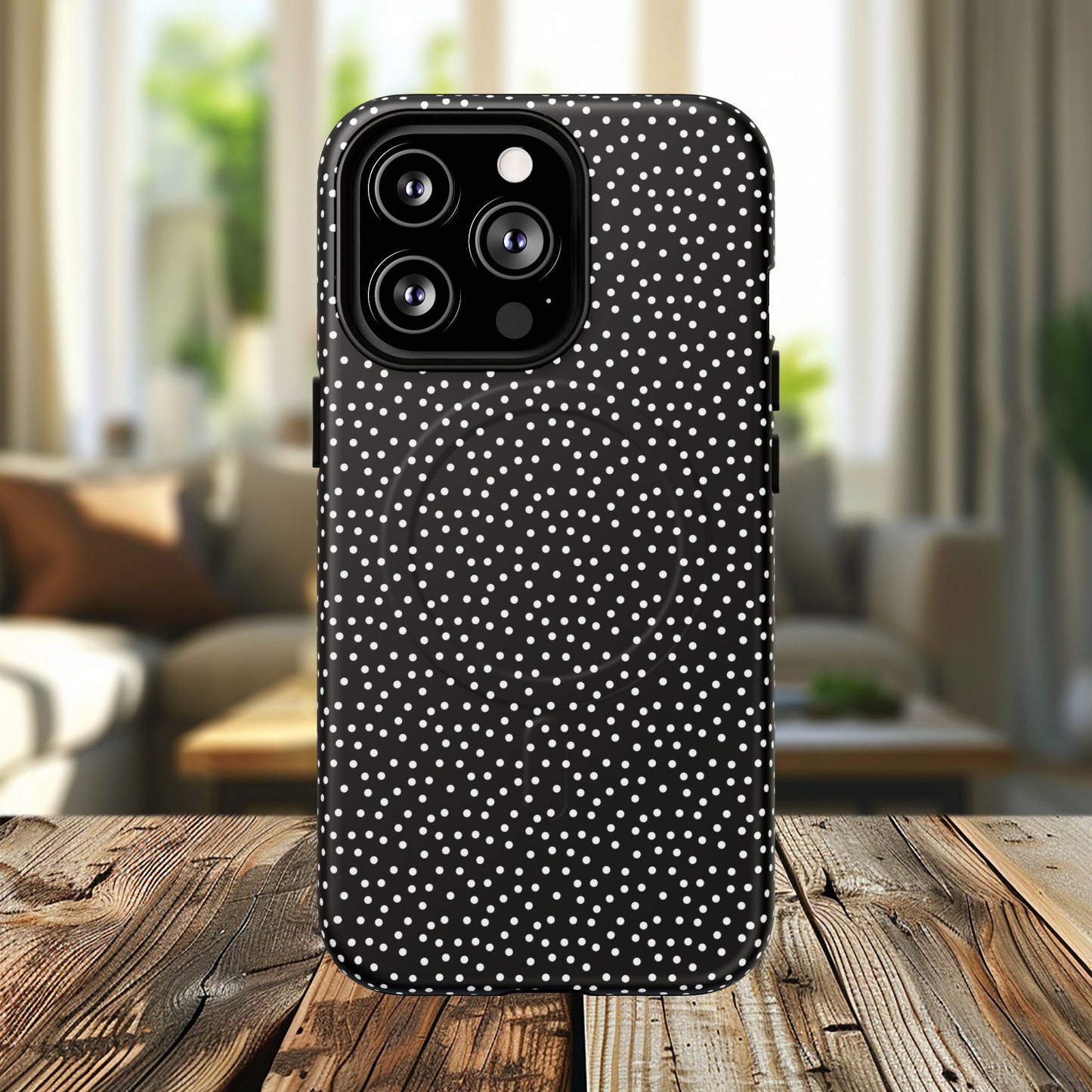 Small Polka Dot Tough iPhone Magnetic Case, Durable iPhone Accessories, Gifts for Tech Lovers, Modern Design.