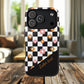Groovy Checkered Bloom iPhone Case, Tough Magnetic Cases for Women, Stylish iPhone Cover, Trendy Floral Print, Gift for Her, Everyday Accessories