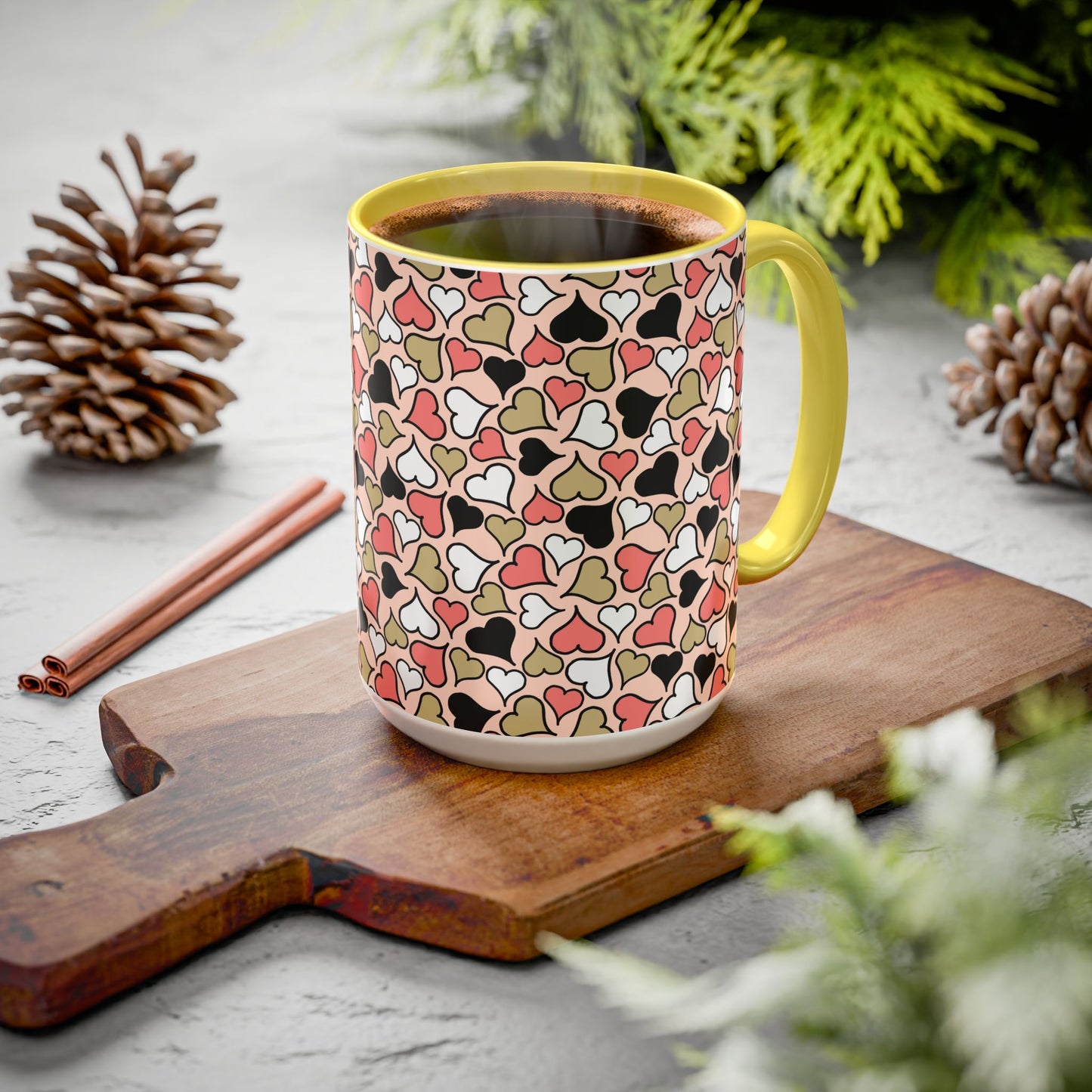Heart Patterned Coffee Mug - Colorful Love Design, Perfect for Gifts & Celebrations