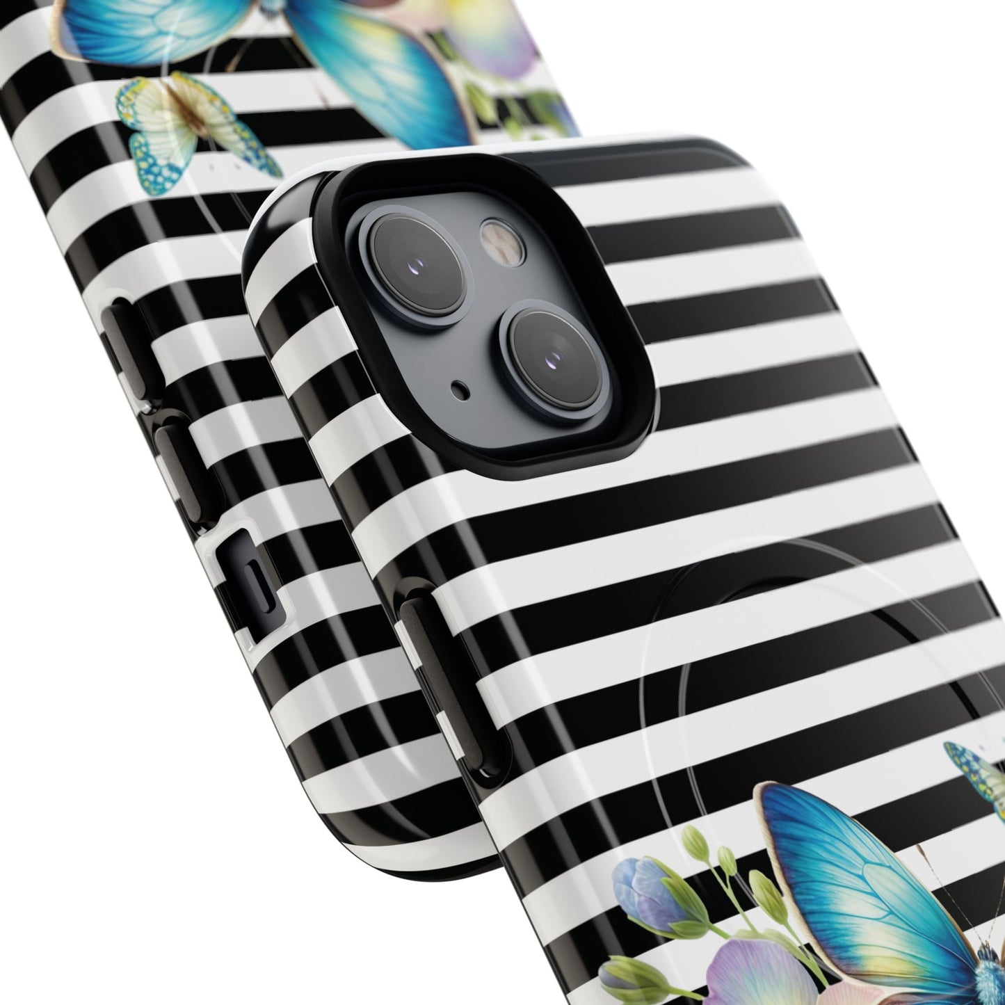 Pansy Parade Tough iPhone Magnetic Cases, Floral Tough Case, Striped iPhone Magnetic Cover, Phone Accessory, Gift for Nature Lovers