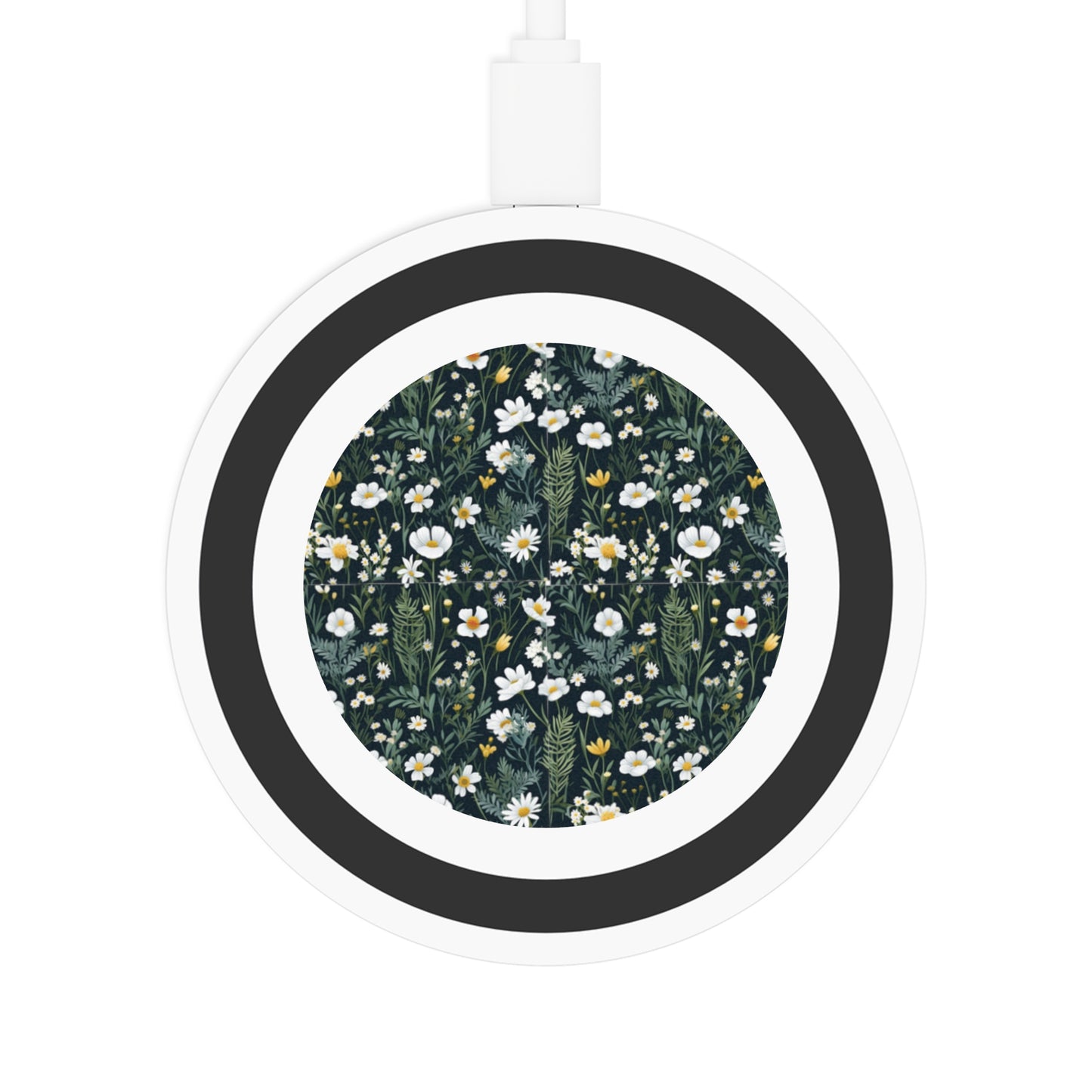 Daisy Delight Floral Design Wireless Charging Pad - Quake Pattern for Home & Office.