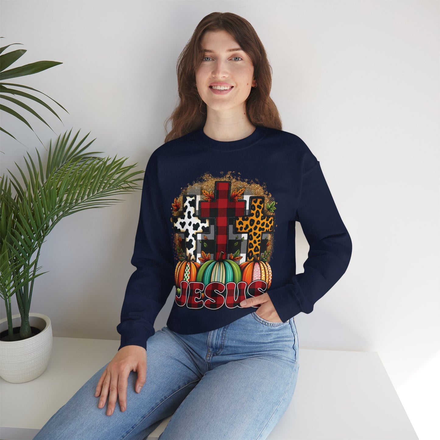 Faithful Harvest Cross Unisex Heavy Blend™ Crewneck Sweatshirt