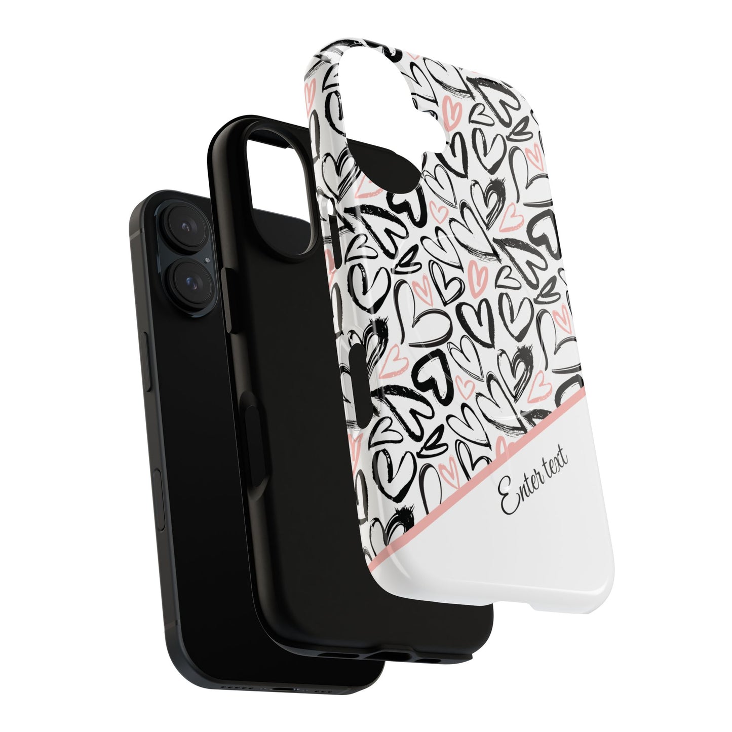 Heart Scribbles Tough Magnetic MagSafe®Case - Cute, Stylish, Gifts for Her, Love, Valentine's Day,  iPhone® 13, 14, 15, 16, 17, Pro, Pro Max, Plus Cases.