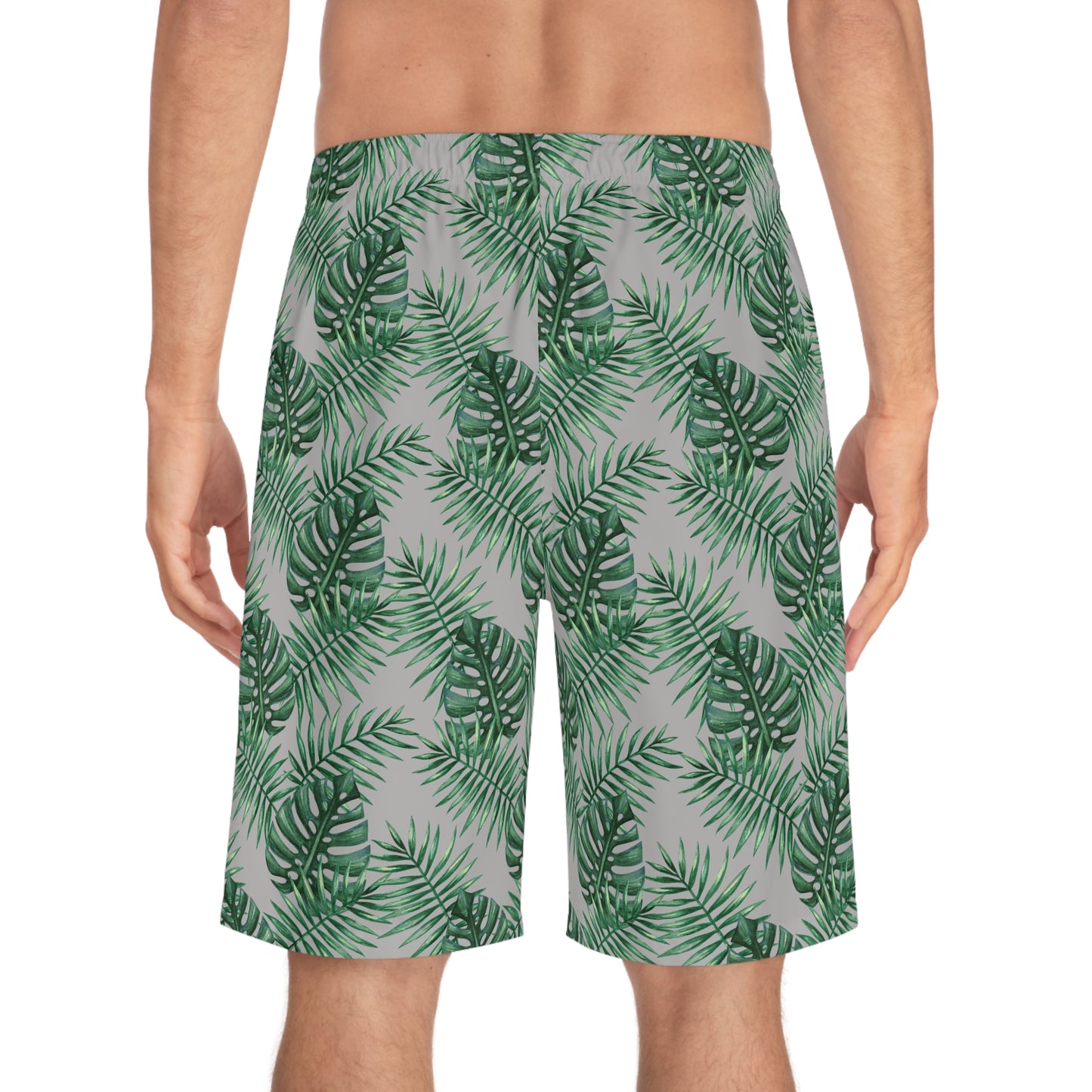 Grey Tropical Bliss Men's Board Shorts (AOP)- (PY)