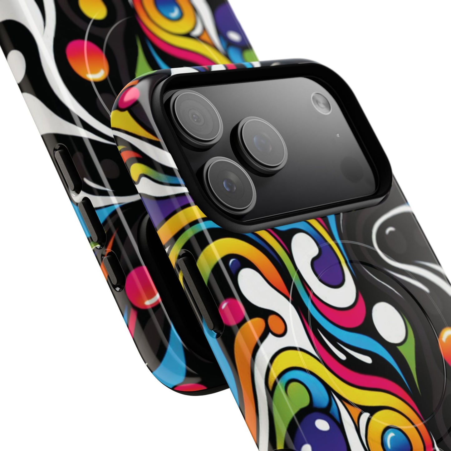 Vibrant Yin Yang Pop Splash Tough Magnetic iPhone Cases, Bold Artwork, Customizable Protection, Gift for Tech Lovers, Colorful iPhone Accessories