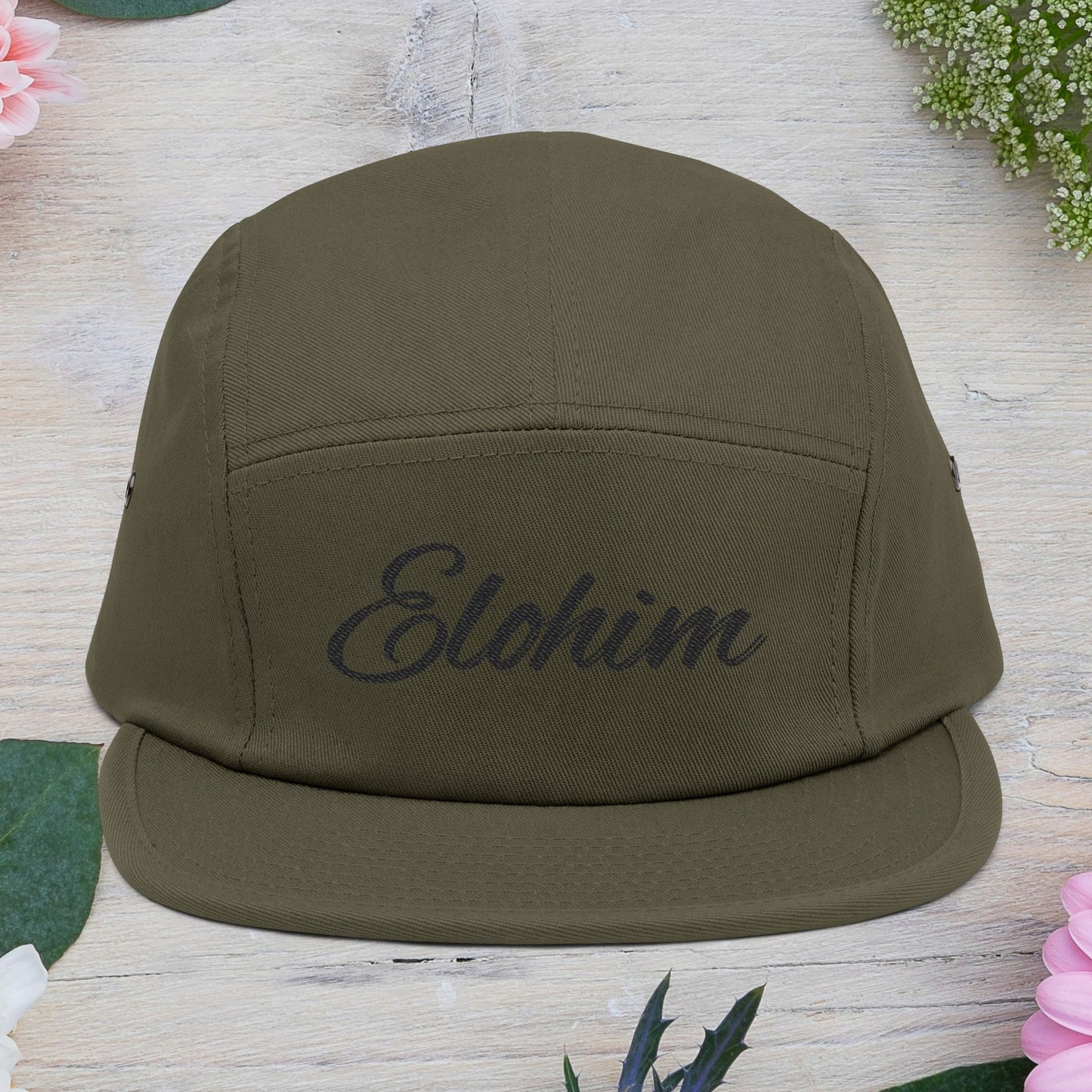 Embroidered 'ELOHIM, GENESIS 1:1'  5 Panel Cap, Trendy Hat, Outdoor Gear, Streetwear Accessory, Unique Gift, Fashion Statement