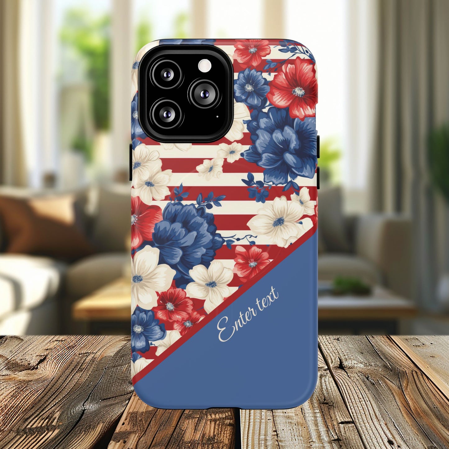 Personalized Stars, Stripes & Petals Tough Magnetic MagSafe Case, Patriotic Cover, Floral Design, Durable Protection, Gift for Her, Summer Vibes