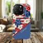 Personalized Stars, Stripes & Petals Tough Magnetic MagSafe Case, Patriotic Cover, Floral Design, Durable Protection, Gift for Her, Summer Vibes