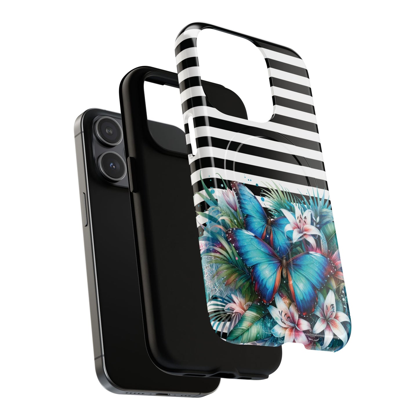 Wings of Wonder Tough iPhone Magnetic Case, Stylish Protection, Durable iPhone Cover, Butterfly Design Gift, Floral Case,Trendy Tech Accessory.