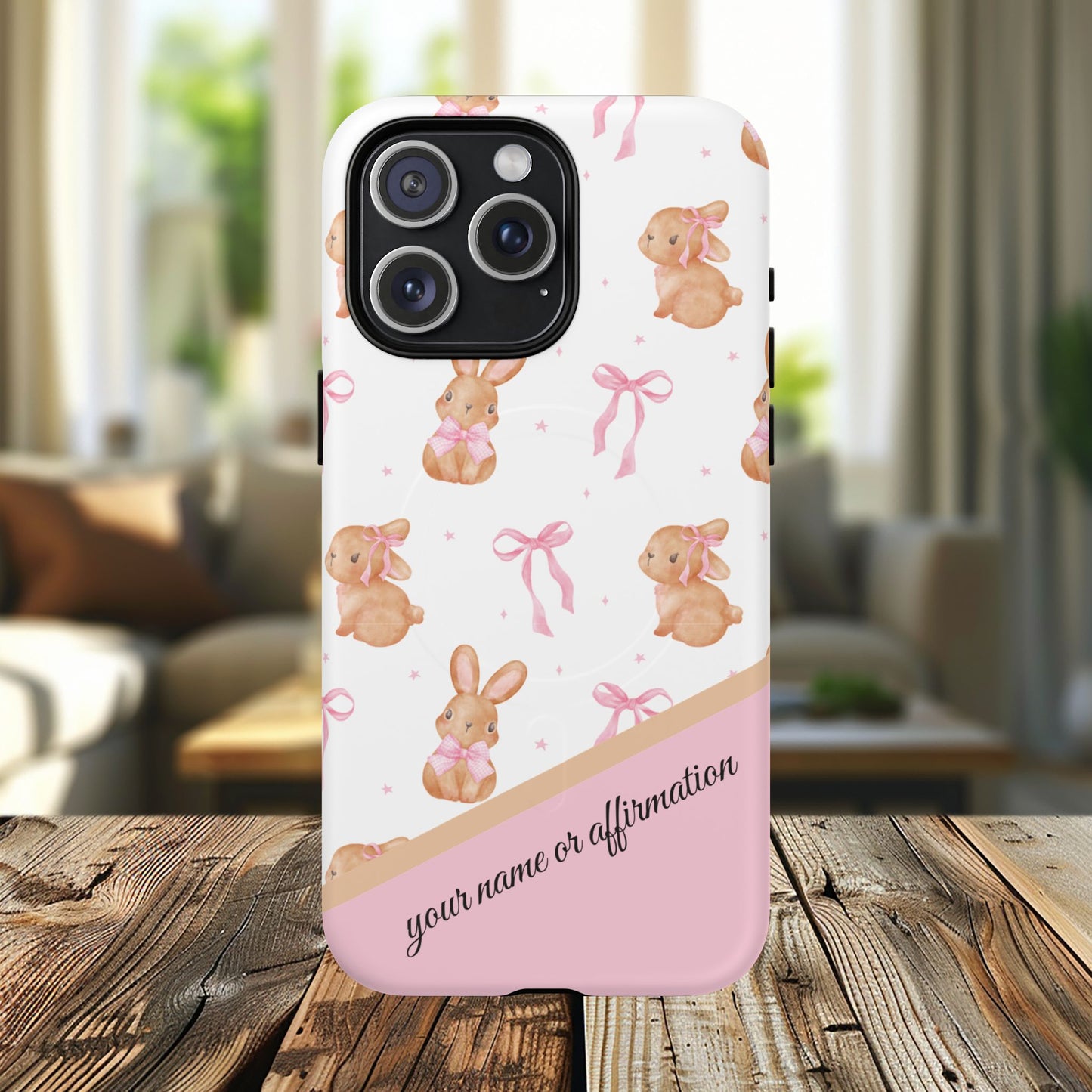 Personalized Bunny iPhone Case - Cute Animal Design, Tough MagSafe® Magnetic Case, Easter Gift, Spring Aesthetic, Kids Accessories