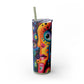 Psychedelic Visions Skinny Tumbler with Straw, 20oz