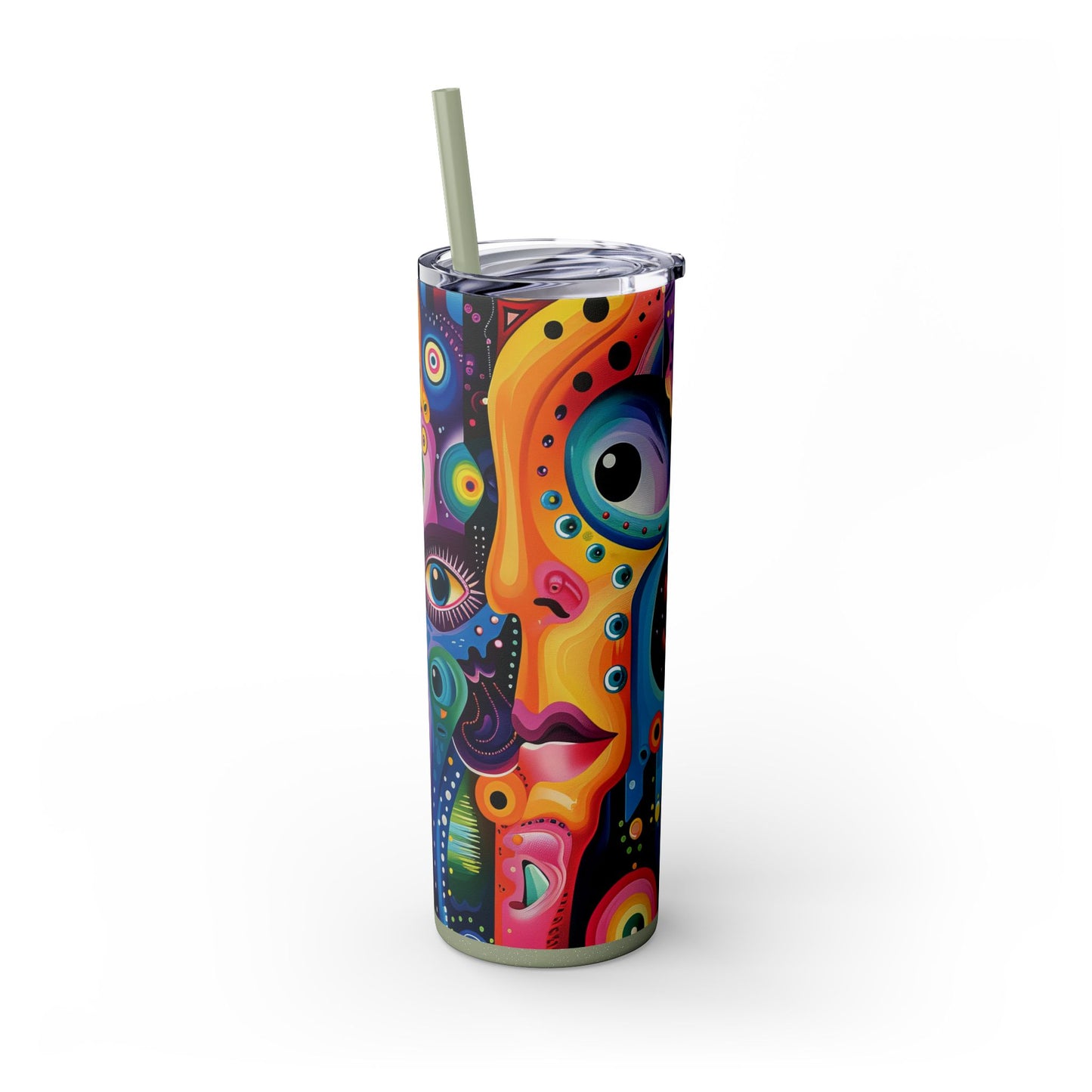 Psychedelic Visions Skinny Tumbler with Straw, 20oz