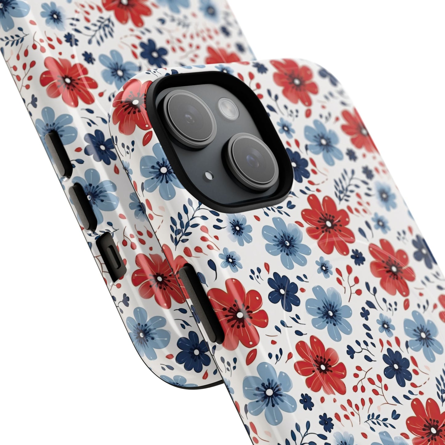 Patriotic Floral Dreams Tough Magnetic iPhone Cases, Durable, Stylish, Gift for Her, Protective Phone Cover, Spring Floral Design