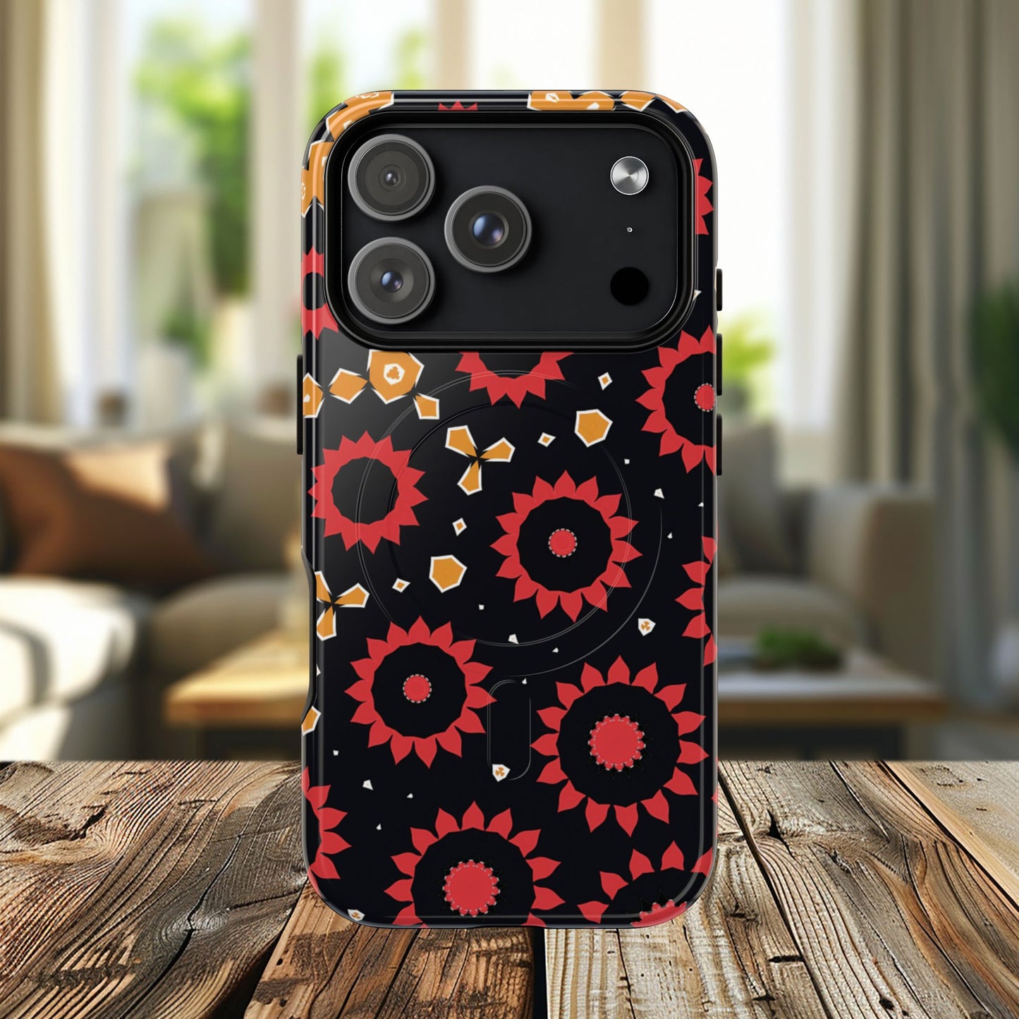 Midnight Ember Bloom Tough Magnetic iPhone Case, Bohemian Floral Design, Stylish iPhone Protection, Gift for Her, Trendy iPhone Accessories