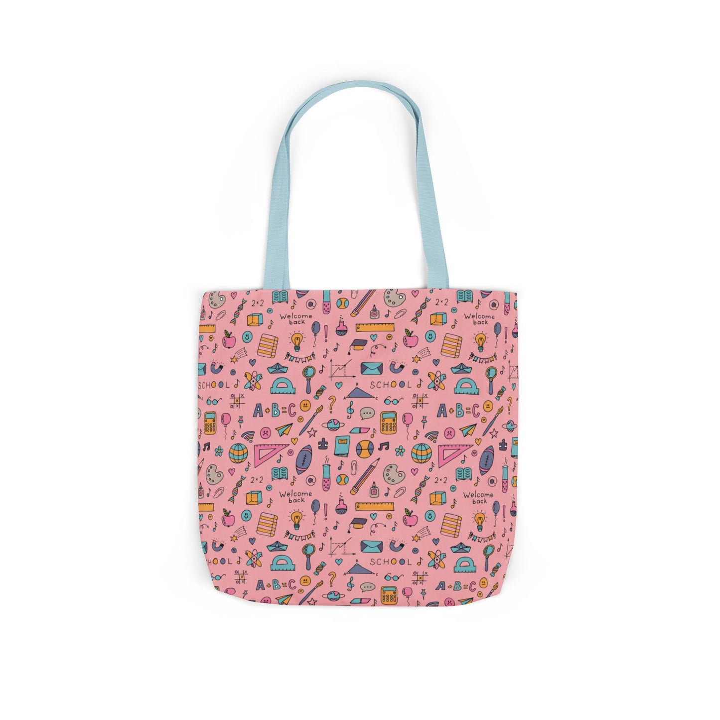 Personalized Pink Chalkboard Chic Composition Book Inspired Canvas Tote Bag with Colorful Straps, Cute School Bag, Eco-Friendly Tote, Back to School Shopping Bag, Teacher Gift Idea