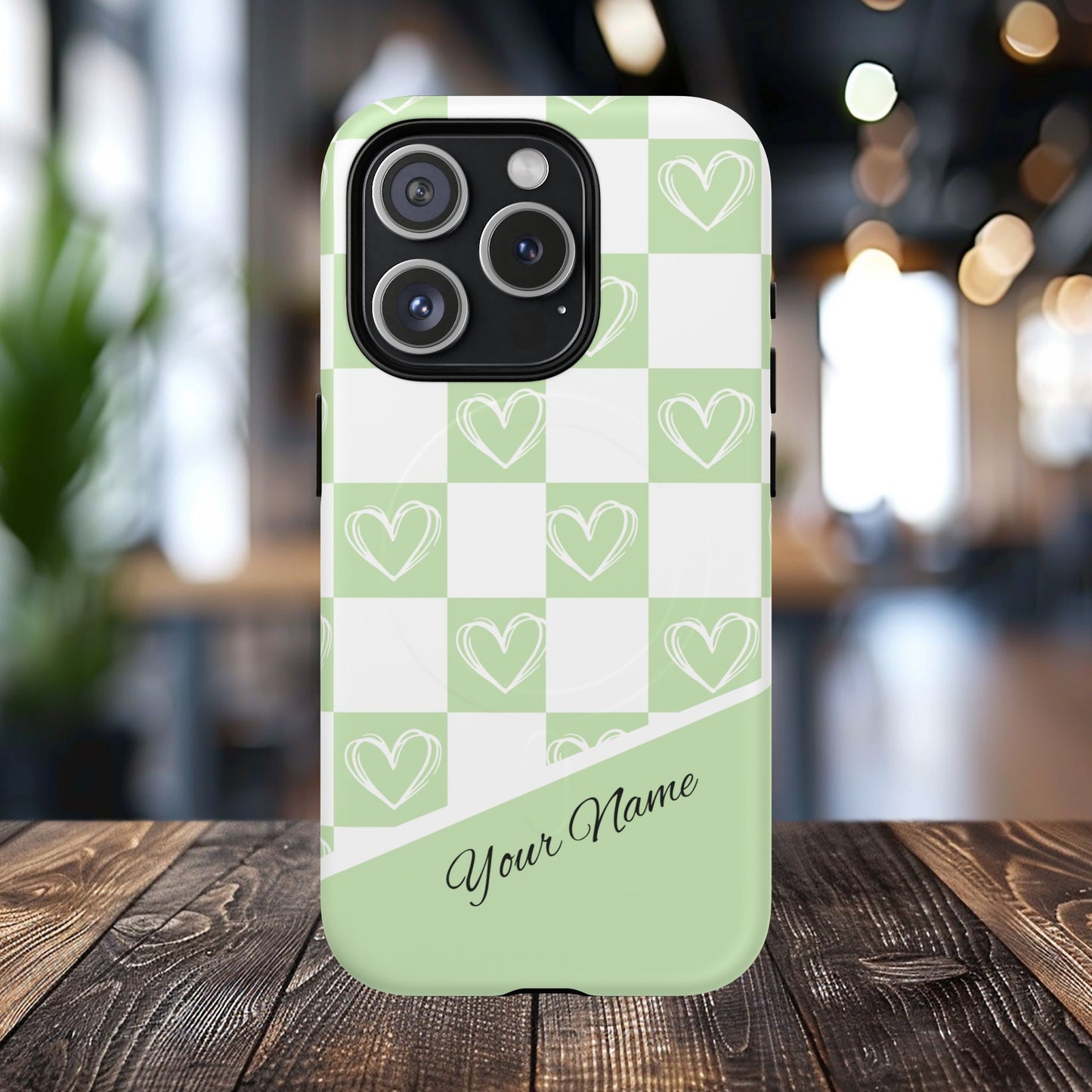 Personalized Chic Heart Pattern iPhone Case | Tough Magnetic Cases, Stylish iPhone Protection, Gift for Her, Trendy Accessories, Everyday Use