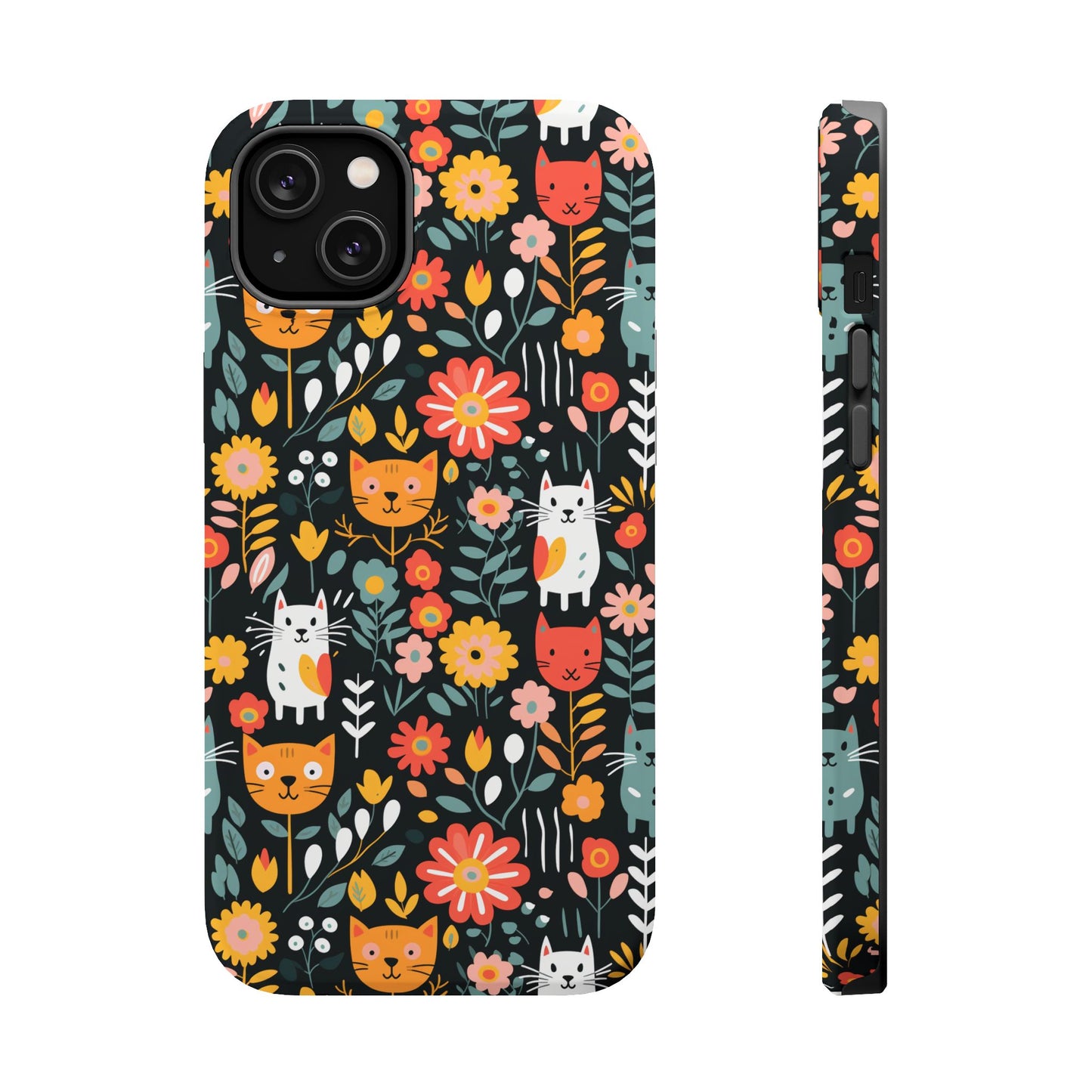 Whimsical Feline Garden Magnetic Tough iPhone Cases