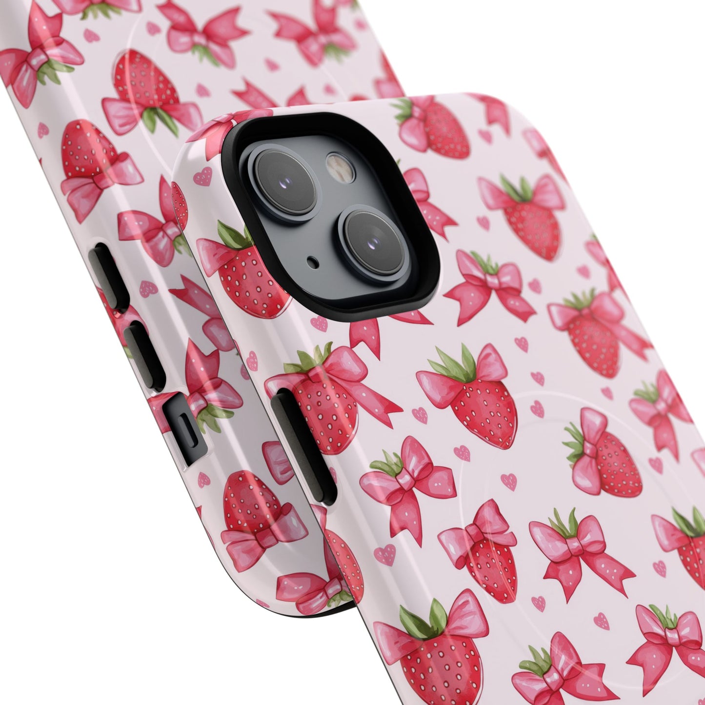Strawberry Coquette Sweetheart Magnetic iPhone Case, Cute iPhone Cover, Gift for Her, Floral Tech Accessory, Stylish Protection, Mother's Day Gift