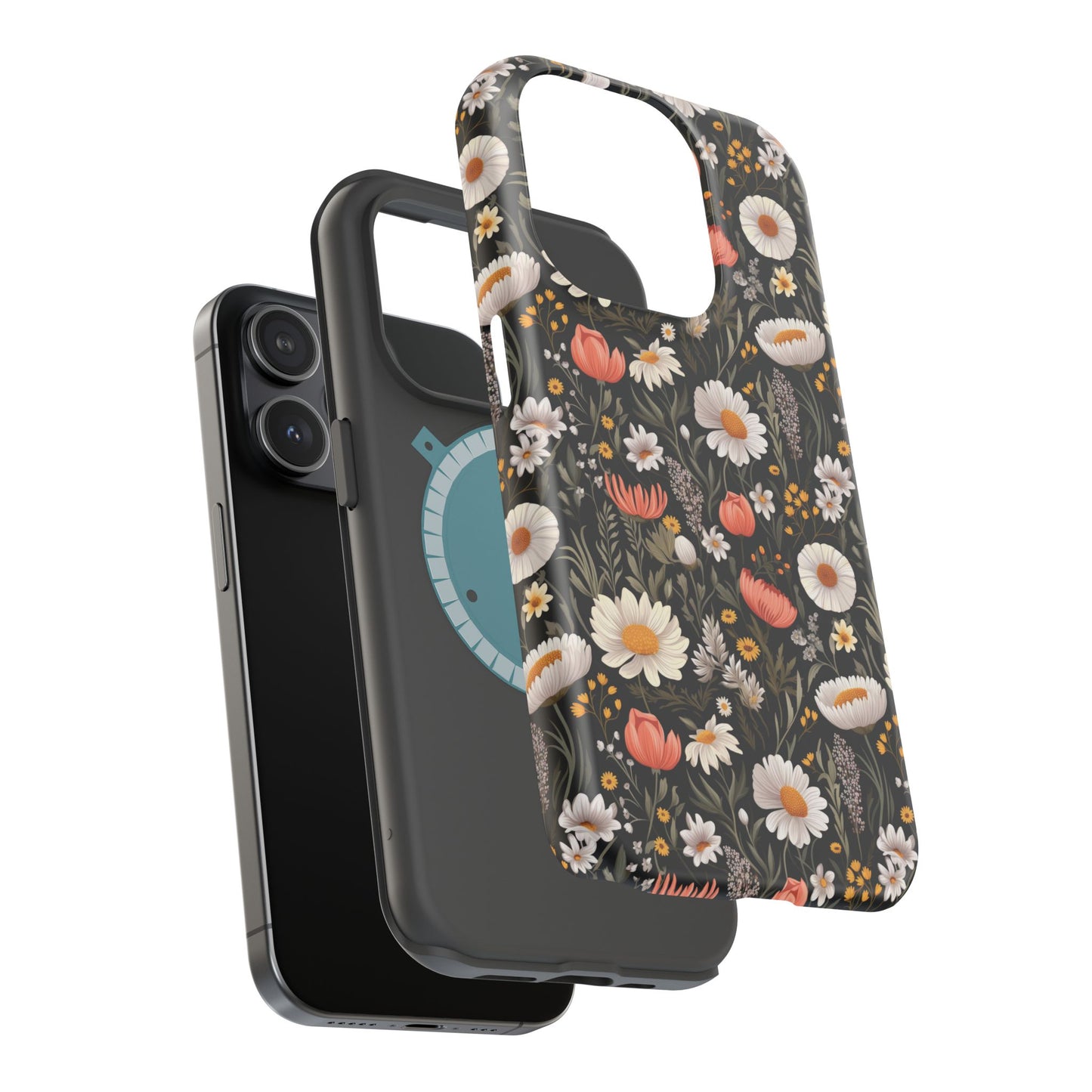 Blossom Elegance: Noir Garden Magnetic Tough iPhone Cases