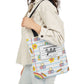 Personalized White Schoolyard Chic Composition Book Inspired Canvas Tote Bag with Colorful Straps, Cute School Bag, Eco-Friendly Tote, Back to School Shopping Bag, Teacher Gift Idea