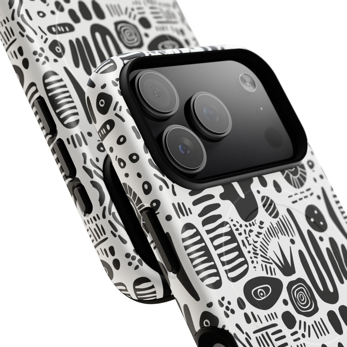 Abstract Monochrome Tough Magnetic iPhone Cases, Stylish Phone Cover, Durable Phone Protector, Modern Tech Accessories, Unique Gift Ideas