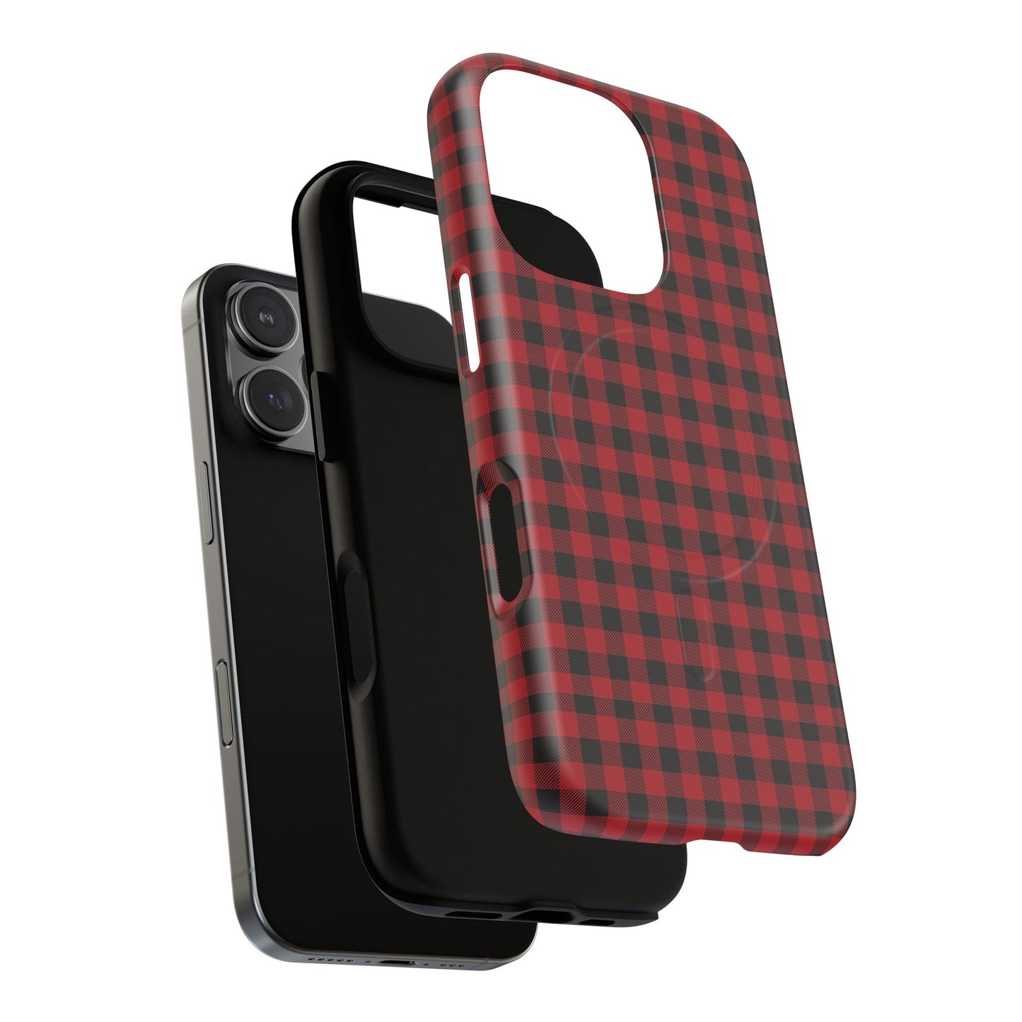 Tough Magnetic Phone Case - Red Plaid, Durable, Stylish Protection for iPhones, Gift for Outdoor Lovers, Unique Phone Cover