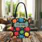 All-Over Apple Print Personalized Tote Bag — Durable Everyday Carry (3 Sizes, 5 Handle Colors)