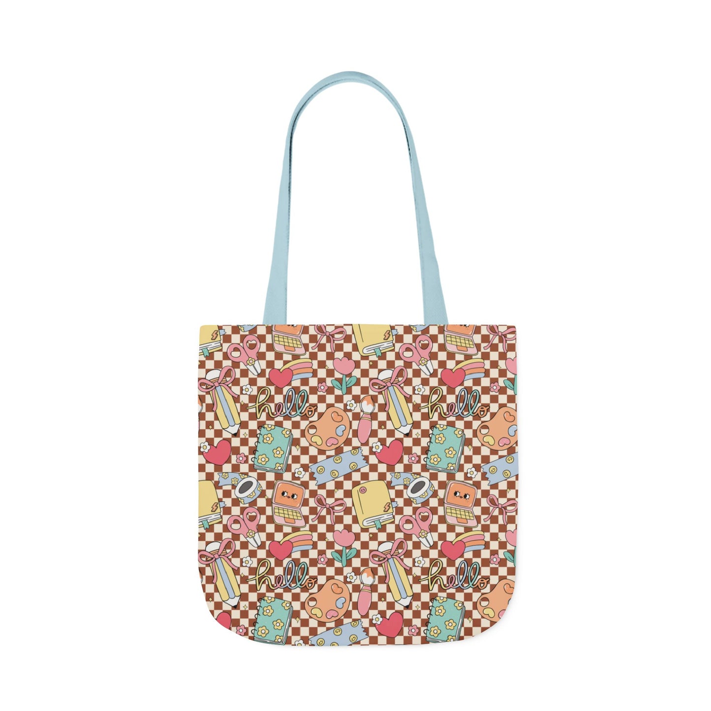 Personalized Brown Doodle Daydream Composition Book Inspired Canvas Tote Bag with Colorful Straps, Cute School Bag, Eco-Friendly Tote, Back to School Shopping Bag, Teacher Gift Idea